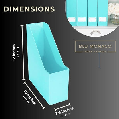 BLU MONACO Set of 6 Aqua Magazine File Holders | Foldable Magazine Storage Boxes - Image 7