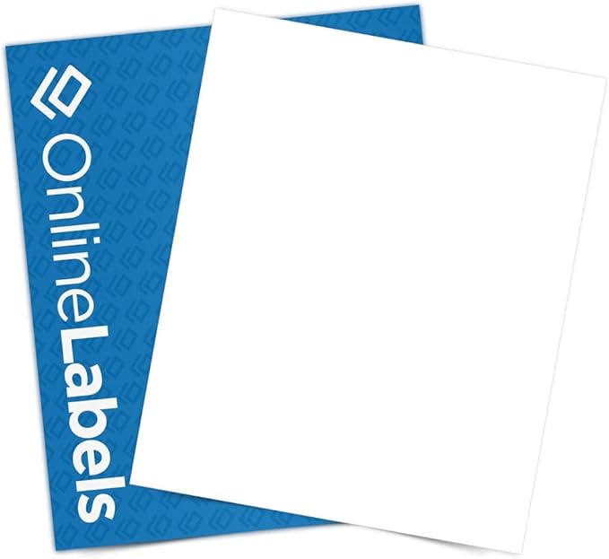 OnlineLabels 8.5" x 11" Full Sheet Sticker Paper – Permanent Adhesive by OnlineLabels