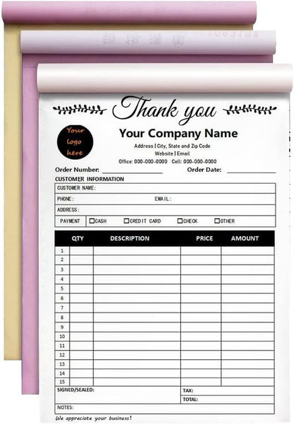 Personalized Invoice Book Custom 2 Part/3 Part Receipt Book Quote Estimate by BFHEFGSUU