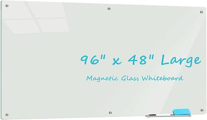 Large Glass Dry Erase Board, 96 x 48 Inches Magnetic Glass Whiteboard by ATROSONIK