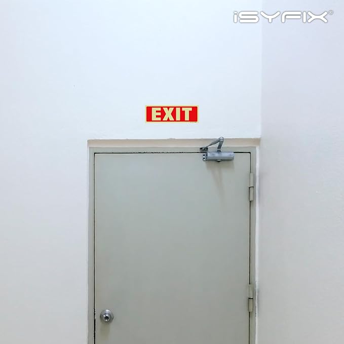 iSYFIX Exit Glow in the Dark Sign Stickers – 2 Pack 12x4 Inch – - Image 7