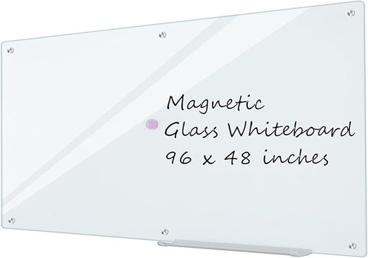 Glass Whiteboard 8'x 4', Magnetic Dry Erase Board by Lilypan
