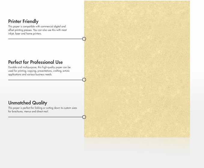 LUXPaper 8.5" x 11" Paper | Letter Size | Gold Parchment | 60lb. Text | 50 Qty - Image 8