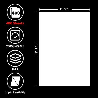OcePor 400 Sheets White Cardstock 11” x 17”, 92lb/250gsm Card Stock, Thick Card - Image 2