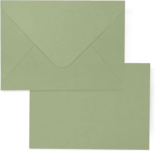A7 Sage Green Envelopes 100 Pack, Goefun 5x7 V Flap Printable Envelopes by Goefun