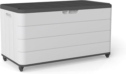 PATIOEASY 100GAL Square Storage Box White，Waterproof Resin Storage Bin by Unknown