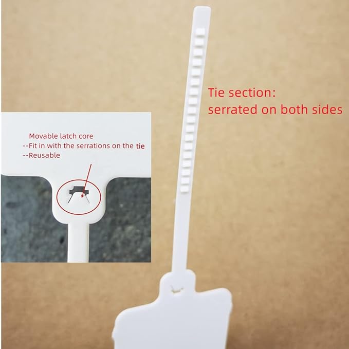 100pcs Reusable Blank Plastic Tags Ties Key Tags 1.45"*2.48" Serrated Tension - Image 4