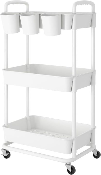 JIUYOTREE 3-Tier Plastic Rolling Storage Cart Utility Cart by JIUYOTREE