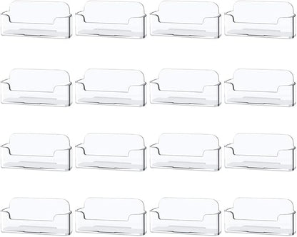 Qizpcer 16 Pack Clear Desktop Business Card Holder Display, Plastic Business by Qizpcer
