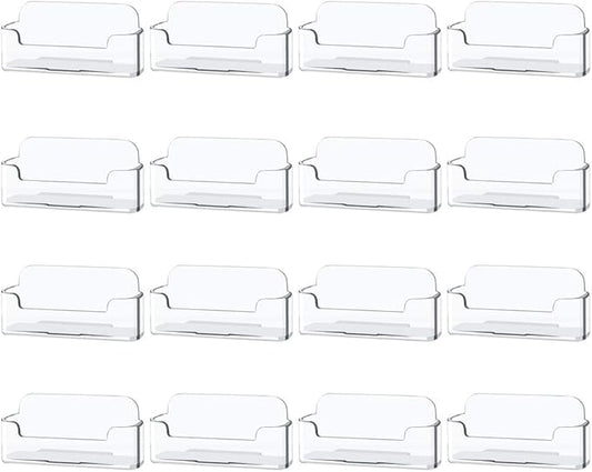 Qizpcer 16 Pack Clear Desktop Business Card Holder Display, Plastic Business by Qizpcer