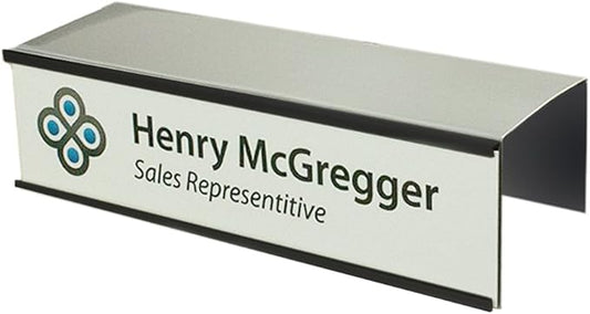Quality Aluminum, Changeable Cubicle Nameplate Holder, Satin Silver Base by NapTags