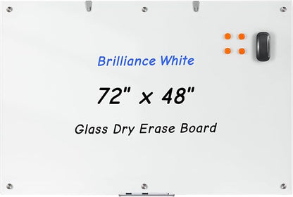 Large Glass Whiteboard, 72 x 48 Inches Magnetic Glass Dry Erase Board by Wingwise