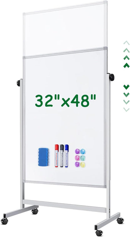 Rolling Whiteboard on Wheels, 32x48 Inches Double-Sided Magnetic Dry Erase Board - Image 7