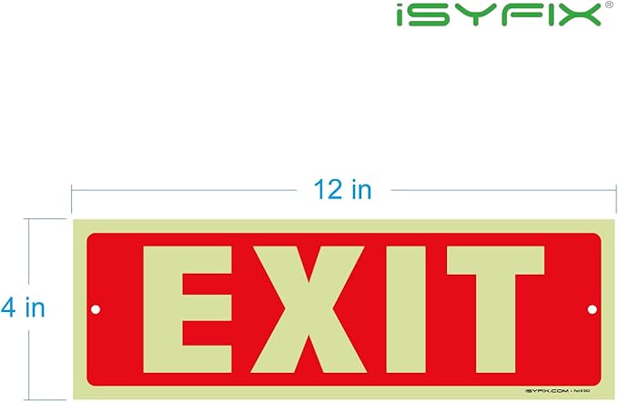 iSYFIX Exit Glow in the Dark Sign – 2 Pack 12x4 Inch – 40 mil Thick Polystyrene - Image 8