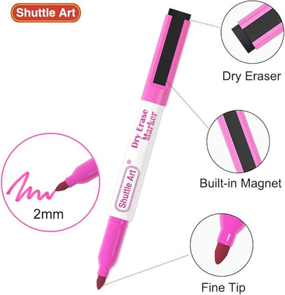 Shuttle Art Magnetic Whiteboard Markers, 20 Pieces Fine Tip and Eraser - Image 3