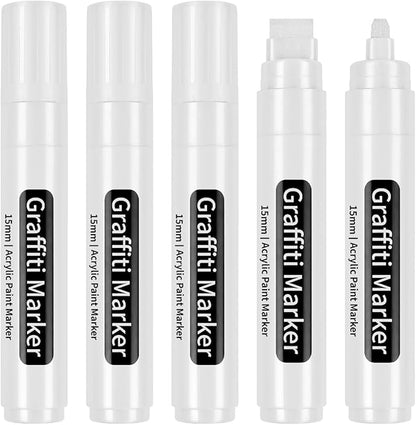 BIGTHUMB White Poster Markers Jumbo Paint Pen: 5 pcs 15mm Wide Tip Thick - Image 2