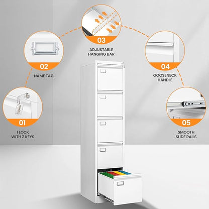 AFAIF 5 Drawer File Cabinet - Image 6