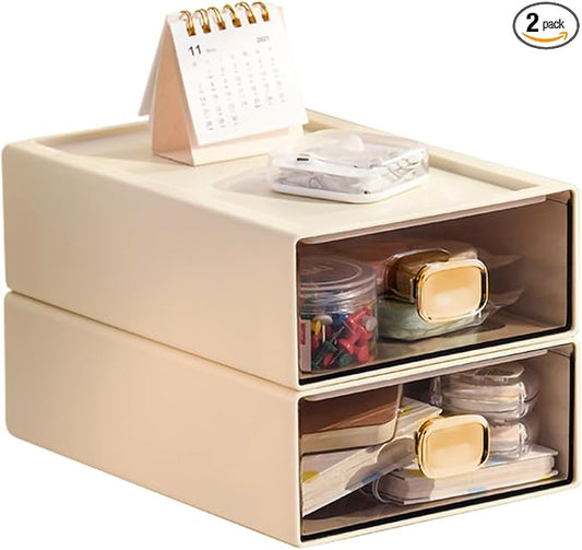 DETEIN 2PACK Stackable Desktop Storage Organizer Plastic Desk Organizer by DETEIN