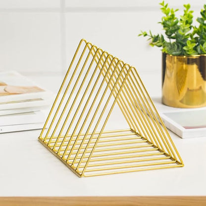Sooyee 9 Slot Gold Magazine Holder, Desktop File Sorter Organizer Triangle - Image 2