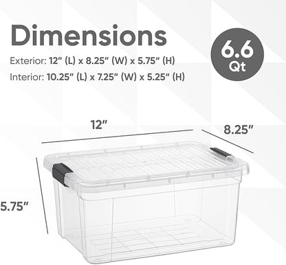 Superio Storage Bins with Lids- 4 Pack, 6.6 Qt Clear Boxes - Image 2