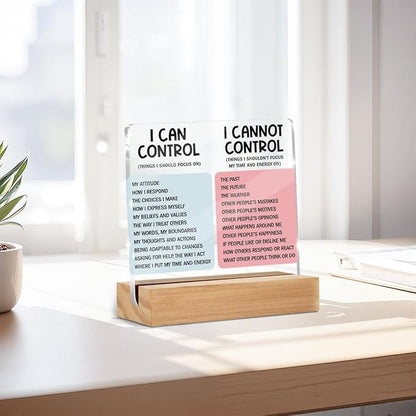 Mental Health Desk Decor Things I Can Control Acrylic Sign, Inspirational Gifts - Image 3