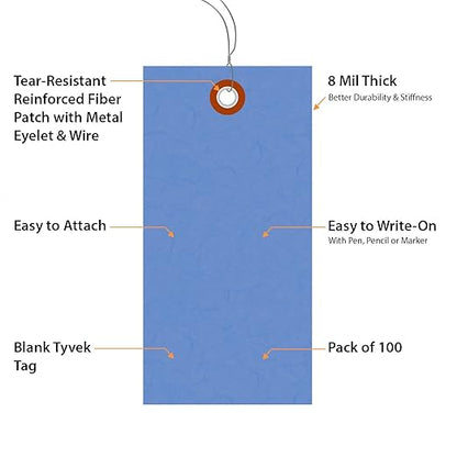 SmartSign 4.75 x 2.375 inch “Blue” Blank Tyvek Shipping Tags - Image 4