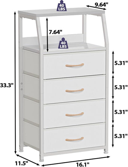 Furnulem Tall 4 Drawers Dresser, Vertical Storage Tower - Image 3