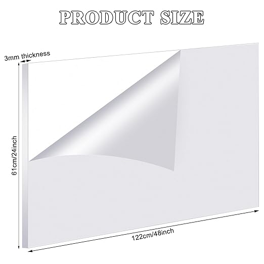 Roowest 6 Pcs 24 x 48 Inch, 1/8 Inch Thick Clear Acrylic Sheets Plastic Panels - Image 2