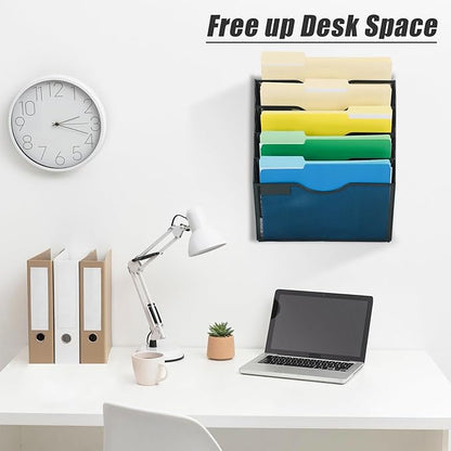 EASEPRES 5 Pocket Mesh Hanging Wall File Organizer, Wall Mounted Mail Paper - Image 6
