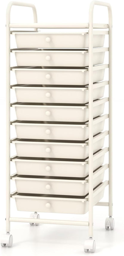 Giantex 10-Drawer Storage Cart w/Universal Wheel, Rolling Cart w/Handle - Image 9