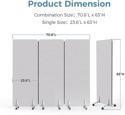 MORDEER 70.8" W x 63" H Freestanding Partition Room Dividers, Acoustic Panels - Image 2