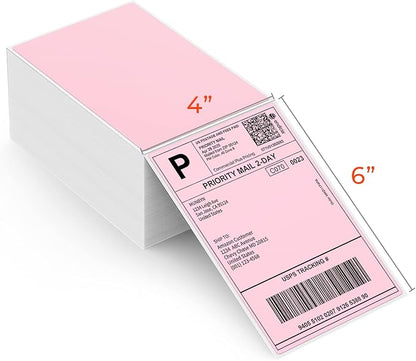 MUNBYN 4"x6" Pink Direct Thermal Shipping Labels, Commercial Grade Permanent by MUNBYN