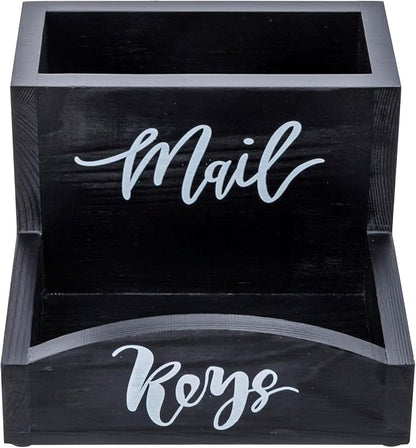 MyGift Urban Modern Mail Holder and Key Organizer Tray in Black Stained Solid - Image 6