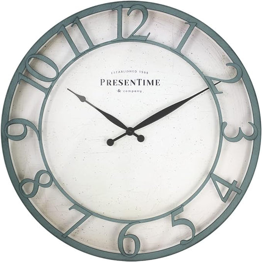 Presentime & Co 21" Farmhouse Series Wall Clock, Vintage Style, Retro Clock by Presentime