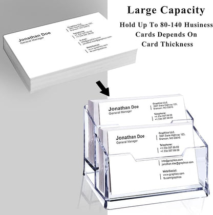 Clear Acrylic Business Card Holder, 2 Tier Premium Acrylic Clear Business Card - Image 3