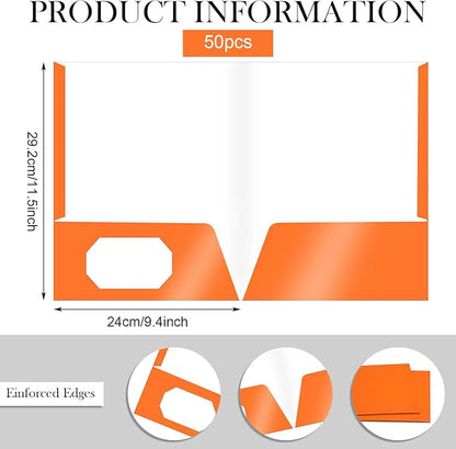 Jutom 50 Pcs 2 Pocket Glossy Paper Folders Glossy Paper Laminated Portfolios - Image 2
