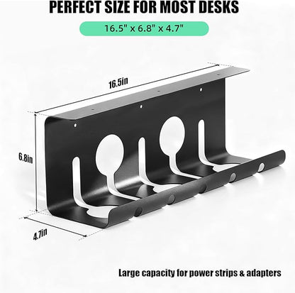 2 Pack Under Desk Cable Management Tray, 16.5" L x 4.7" W x 6.8" H, Wire - Image 2