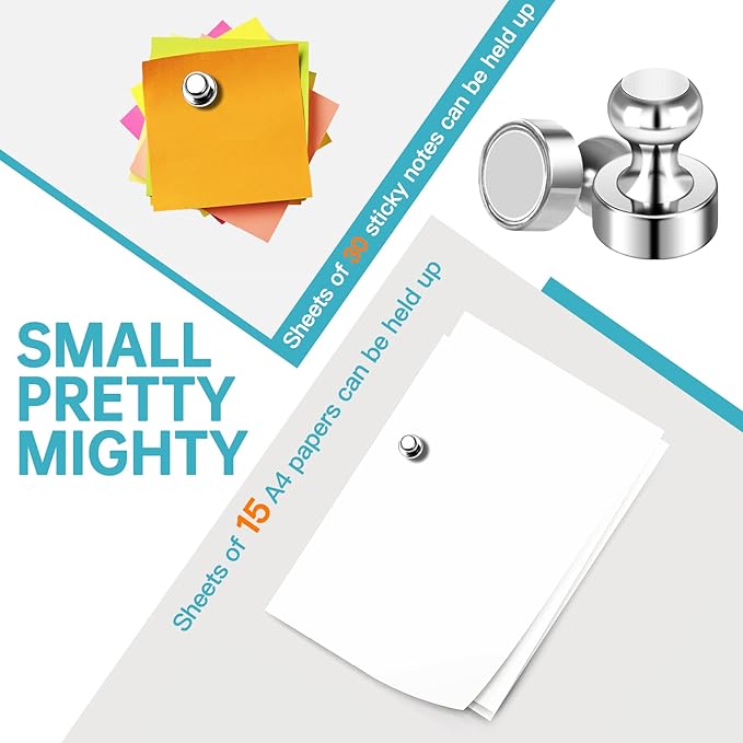 Pack of 16 Silver Refrigerator Magnets Strong Fridge Magnets - Image 3