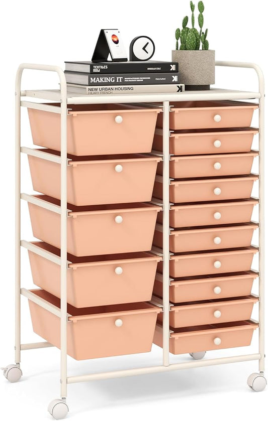 LDAILY 15 Drawer Rolling Storage Cart, Rolling Cart by LDAILY