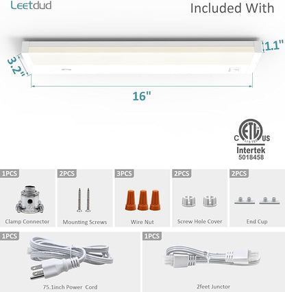 Leetdud LED Under Cabinet Lighting Hardwired or Plug in, 16 Inch 8W, Dimmable 5 - Image 9