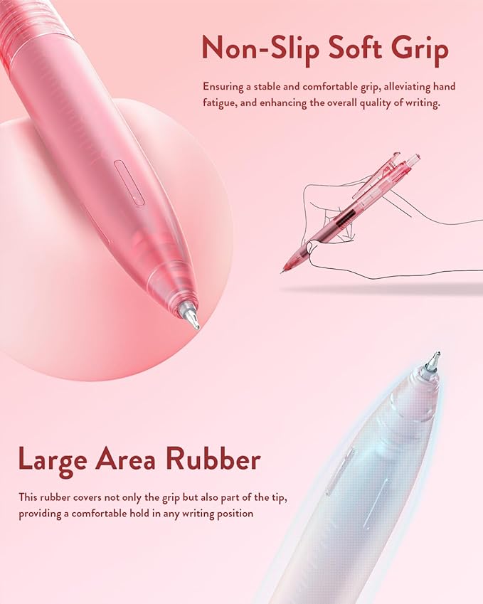 Four Candies 12Pack 0.5mm Quick Dry Retractable Gel Pen Set, Cute Transparent - Image 8