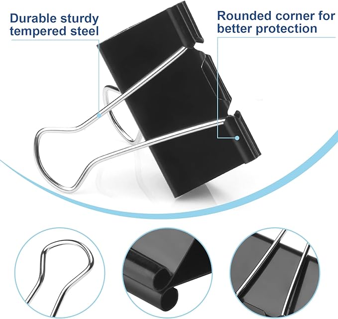 Large Binder Clips 1.6 Inch, Binder Clips Large Size, Big Paper Clips Clamps - Image 3