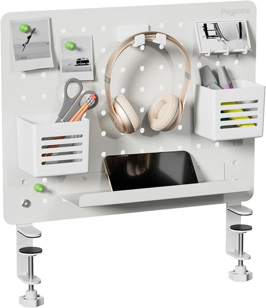 PEGZONE Clamp-on Desk Pegboard, Desk Organizer by Pegzone