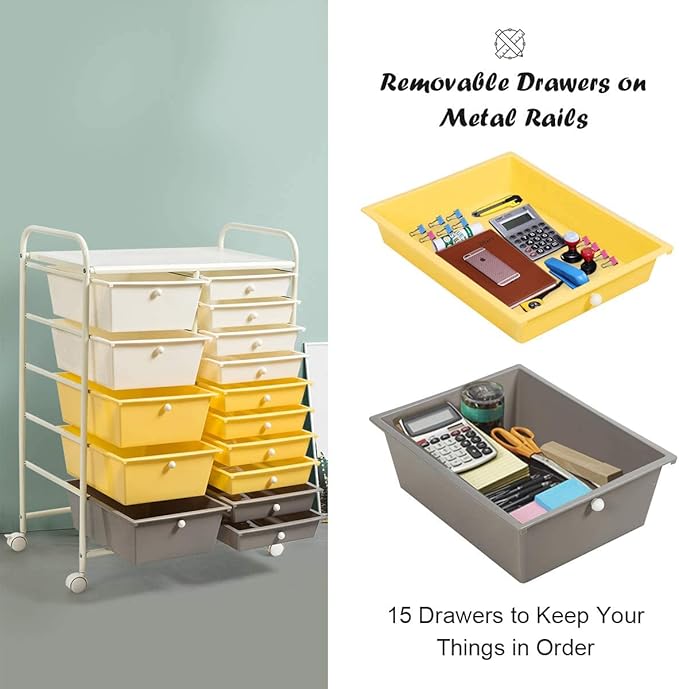 LDAILY 15 Drawer Rolling Storage Cart, Rolling Cart - Image 7