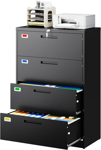 PEUKC 4 Drawer File Cabinet, Lateral Filing Cabinets - Image 3