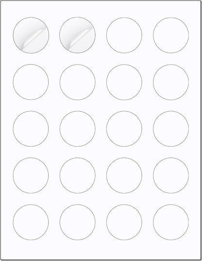 Methdic 1.5" Diameter High Visibility Printable Round Labels，Matte White，600 by Methdic