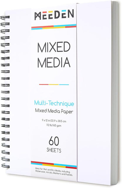 MEEDEN Mixed Media Paper Pad: 9" x 12" 112lb/165gsm Spiral Bound Mixed Media by MEEDEN