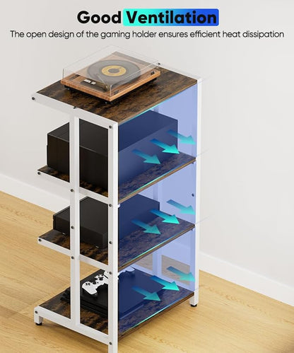 Ardier 4-Tier Wooden Media Stand, AV Media Stand Corner Shelf - Image 3