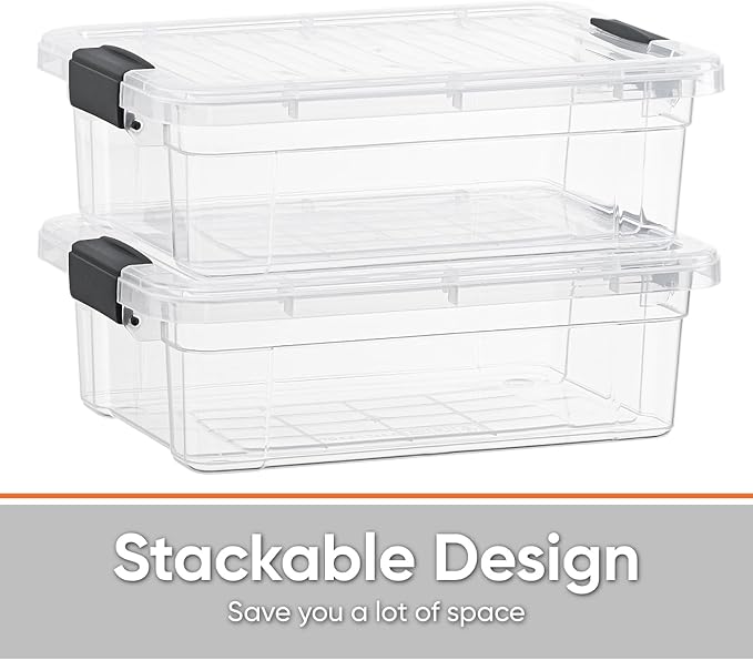 Superio Storage Bins with Lids- 4 Pack, 4.5 Qt Clear Boxes - Image 4