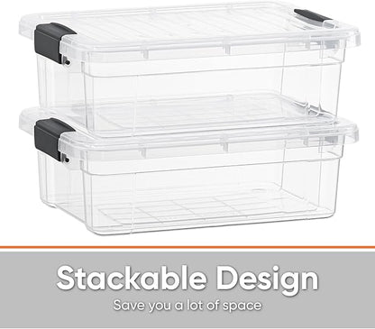 Superio Storage Bins with Lids- 4 Pack, 7.4 Qt Clear Boxes - Image 4